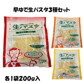 生パスタ セット スパゲッティ リングイネ フィットチーネ 約200g 3種入 もちもち食感 早ゆで 築地ばんや 香川県 さぬき麺心 【ネコポス】