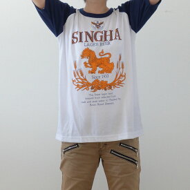 Tシャツ シンハービール ゆったり 半袖 夏 サマーカットソー ビールTシャツ THA30814 　oracha
