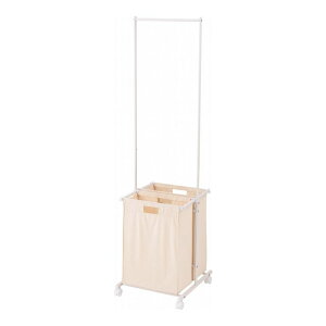 ランドリーバスケット ハンガーラック MIP-63 キャスター付き バスケット付き 取り外し スチール 洗濯 洗濯物 収納 シンプル 洗濯カゴ 洗濯物入れ ダークグレー 東谷