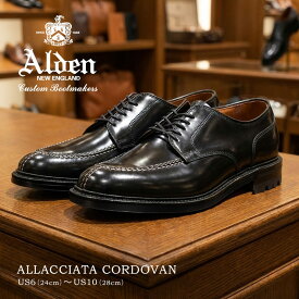 オールデン シューズ メンズ ALLACCIATA CORDOVAN ALDEN D9631C 定番 コードバン トラディショナル ビジネス フォーマル カジュアル キレカジ セレカジ おしゃれ 収納袋 革靴 紳士靴 高級 Vチップ ブラック 黒