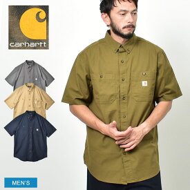 カーハート 半袖シャツ メンズ ショートスリーブワークキャンバスシャツ CARHARTT WORK CANVAS S/S SHIRT 103555 ウエア トップス シャツ ブランド ストリート ロゴ 無地 ベージュ カーキ ネイビー 紺