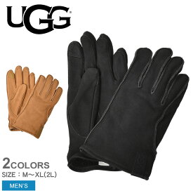 【店内全品P5倍★23日23:59迄】アグ 手袋 メンズ レザー クラムシェル ロゴ グローブ UGG LEATHER CLAMSHELL LOGO GLOVE 21637 スマートフォン対応 スマホ対応 おしゃれ レザー ブランド 本革 防寒 保温 男性 プレゼント ギフト 贈り物 通勤 通学