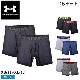 アンダーアーマー アンダーウェア メンズ TECH 6IN 2PACK UNDER ARMOUR 1363619 パンツ ショーツ ブランド トレーニング スポーツ ロゴ 下着 2枚 セット アメカジ ストレッチ 通気性 ブラック 黒 グレー ネイビー