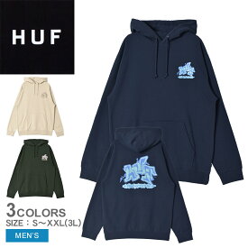 ハフ PRODUCTIONS P／O HOODIE パーカー メンズ グリーン 緑 ネイビー 紺 HUF PF00686 ウェア トップス プルオーバーパーカー 裏起毛 スウェット フーディー フーディ スエット スケーター スケボー 長袖 ロングスリーブ フード
