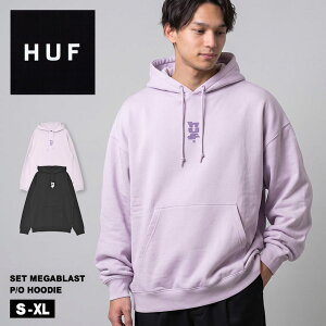 �n�t SET MEGABLAST P�^O HOODIE �p�[�J�[ �����Y �u���b�N �� �O���[ HUF PF00747 ���� �����O�X���[�u �t�[�f�B �g�b�v�X �v���I�[�o�[�p�[�J�[ �u�����h �v�����g ���S �E�F�A �J�W���A�� �J���K���[