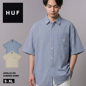�n�t APOLLO S/S STRIPED SHIRT �����V���c �����Y �x�[�W�� �u���[ �� HUF BU00247 �E�G�A �V���c �J�W���A���V���c �g�b�v�X �u�����h �T�[�t �J�W���A�� �X�|�[�e�B �X�P�{�[ �X�P�[�^�[ �X�P�[�g�{