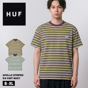 �y�l�R�|�X�z���z �n�t APOLLO STRIPED S/S KNIT BOXY ����T�V���c �����Y �u���[ �� �O���[�� �� HUF KN00550 �E�F�A �J�b�g�\�[ �g�b�v�X �j�b�g ���� �J�W���A�� ������� �t�� ���j�Z�b�N�X �X�g���C