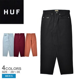 【店内全品P5倍★4日23:59迄】ハフ ボトムス メンズ CROMER SIGNATURE PANT HUF PT00242 ロングパンツ 無地 ポケット ズボン 長ズボン カジュアル ストリート スケーター スケボー ウエストゴム バギーパンツ デニムパンツ おしゃれ ブランド ブラウン 茶 レッド 赤