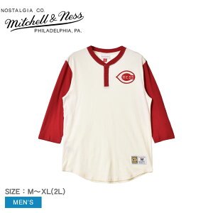 �~�b�`�F���A���h�l�X �V���V�i�e�B�E���b�Y MLB �A�C�R�� �w�����[�V���c �w�����[�V���c �����Y ���b�h �� �z���C�g �� MITCHELL �� NESS Cincinnati Reds MLB Icon Henley THNL3210-CREYYPPPCREA Henley �w�����[ 
