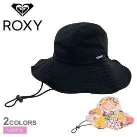 【店内全品P5倍★26日23:59迄】ロキシー SURFCAMP SAFARI HAT バケットハット レディース ブラック 黒 ピンク ROXY RSA242704 帽子 ぼうし バケハ チューリップハット サファリハット UVカット UV UPF50＋ 撥水 はっ水 軽量 無地 花柄 あご紐 サーフ サーファー