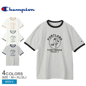 【ゆうパケット配送】 チャンピオン ショートスリーブリンガーTシャツ 半袖Tシャツ メンズ グレー ホワイト 白 CHAMPION C3-Z339 Tシャツ 半袖 ショートスリーブ クルーネック ウエア トップス ブランド シンプル ダメージ加工 ヴィンテージテイスト カジュアル