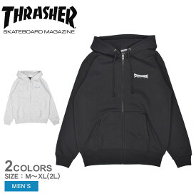 スラッシャー GONZ THUMBS ZIP HOODIE パーカー メンズ グレー ブラック 黒 THRASHER TH96398 ウエア ウェア フルジップ ジップパーカー ロゴ ストリート スウェット スエット スケーター ブランド フード カジュアル トップス 長袖