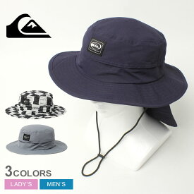 クイックシルバー UV WATER BEACH HAT SATURN ハット ビーチハット メンズ レディース ネイビー 紺 ブルー 青 QUIKSILVER QSA241715 帽子 サーフブランド サーファー サーフィン あご紐 海水浴 プール シンプル ワンポイント ロゴ