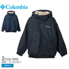 【店内全品P5倍★24日23:59迄】コロンビア アウター メンズ ロマビスタシェルパ デニム ジャケット COLUMBIA PM0483 ジャケット ボア フリース 長袖 上着 羽織 防寒 フード ジップアップ ワンポイント ロゴ 刺繍 刺しゅう アウトドア ネイビー 紺