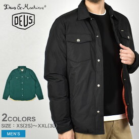 【店内全品P2倍★25日23:59迄】デウス エクス マキナ ALPINE PADDED OVERSHIRT ジャケット メンズ ブラック 黒 グリーン 緑 DEUS EX MACHINA DMF226489 ウェア トップス 長袖 上着 アウトドア キャンプ ストリート スケーター スケボー カジュアル アウター 羽織 ロゴ