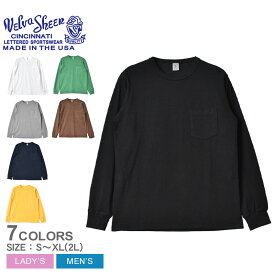 【店内全品P5倍★29日23:59迄】ベルバシーン 14-ピグメント ロングスリーブ ポケットTシャツ 長袖Tシャツ メンズ レディース ホワイト 白 ブラック 黒 VELVA SHEEN 14-Pigment LST Pocket 162051 トップス インナー ウエア 無地 ワンポイント 長袖 クルーネック