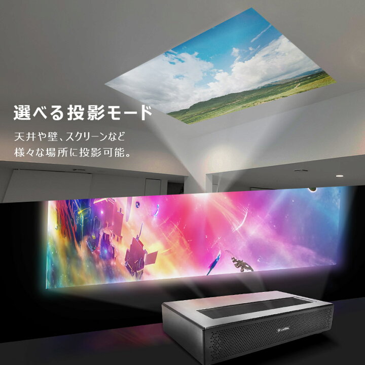 楽天市場】ルーザー 壁短焦点プロジェクター プロジェクター ブラック 