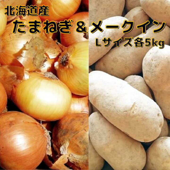 楽天市場 北海道産 たまねぎ ｌサイズ 5kg じゃがいも メークイン Lサイズ 5kg 合計10kg 送料無料 贈り物 ギフト 北海道 北海道野菜 北海道の味覚 玉ねぎ 玉葱 タマネギ オニオン 常備野菜 保存野菜 北海道野菜za I ザイ 楽天市場店