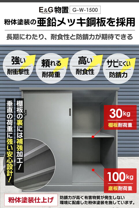 楽天市場】【カンタン組立】 物置 大型物置 1000L ( W1530×H1500×D750 