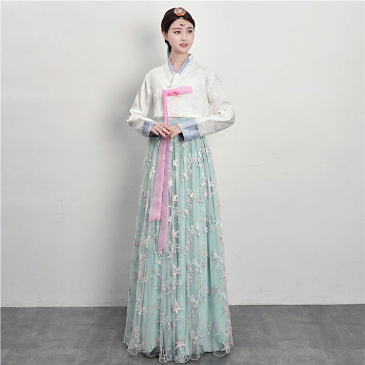 楽天市場】韓国民族衣装 チマチョゴリ 韓服 全14色 花プリント  