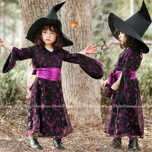 ハロウィン コスプレ 子供 魔女 仮装 衣装 ウィッチ 巫女 キッズ ハロウィン 衣装 魔法使い ハロウィン 仮装 子供 長袖 黒 ワンピース 魔女帽子 セット ドレス ハロウィン 衣装 女の子 ハロウ