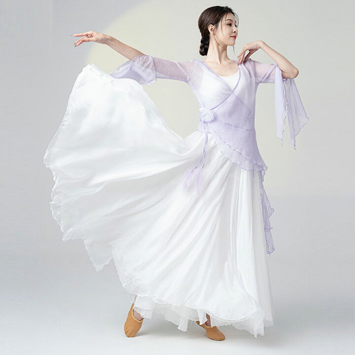 楽天市場】ダンス衣装 長袖 トップス ロング丈 シフォン 巻きスカート 