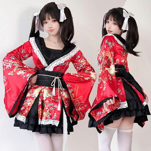 ハロウィン コスプレ 和服 着物 コスプレ 袴風 衣装 和風 ミニドレス 和装 レディース コスプレ衣装 コスチューム ダンス 舞台 ステージ 大人用 袴 コスプレ衣装 巫女さん 着物 和服 ミニ浴衣
