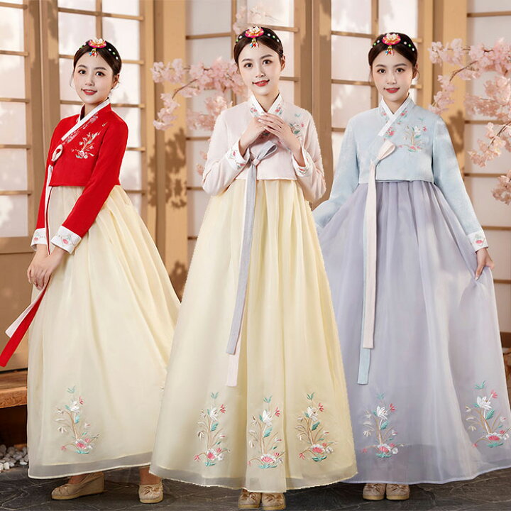 楽天市場】韓国民族衣装 チマチョゴリ 韓服 全8色 花 刺繍 華やか  