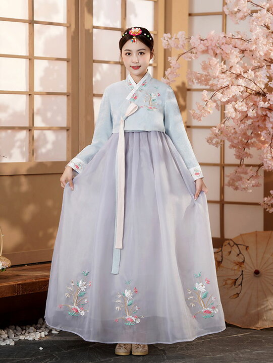 楽天市場】韓国民族衣装 チマチョゴリ 韓服 全8色 花 刺繍 華やか  