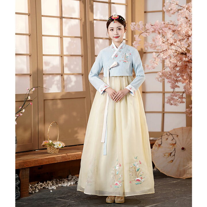 楽天市場】韓国民族衣装 チマチョゴリ 韓服 全8色 花 刺繍 華やか 