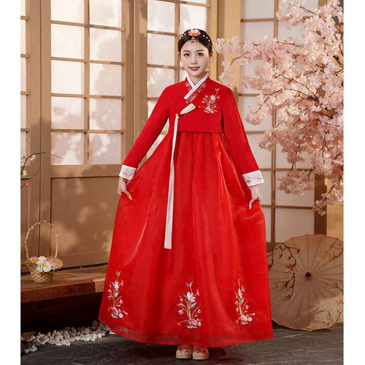 楽天市場】韓国民族衣装 チマチョゴリ 韓服 全8色 花 刺繍 華やか  