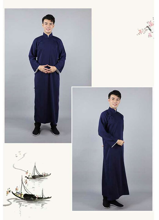 楽天市場 チャイナ服 メンズ 長袍 チャンパオ 全10色 コスプレ コスチューム ハロウィン 中国漫才 中国伝統服 中国服 普段着 チャイナボタン チャイナ風 中華服 160 170 180 190 ブラック ネイビー グレー ピンク イエロー グリーン Zacca Clover