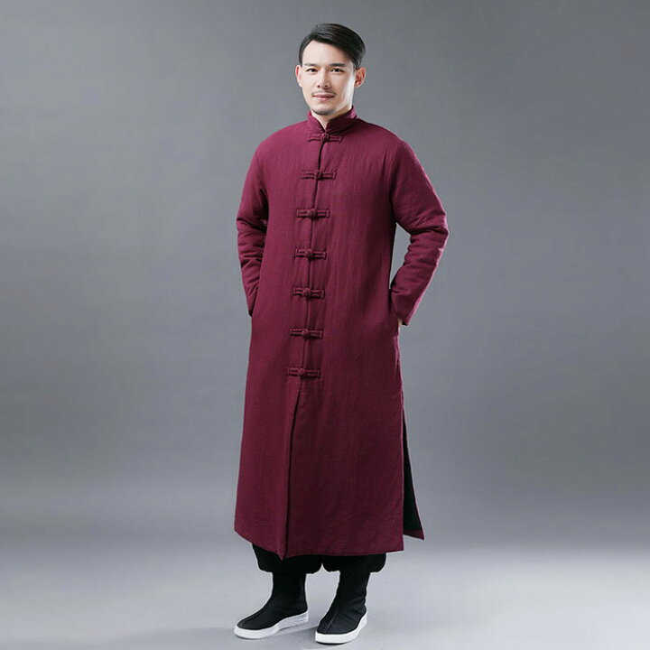 楽天市場 ロングコート メンズ 中綿 コート M L Xl メンズ ロング 冬服 アウター ゆったり 防寒着 膝下 秋冬 チャイナボタン サイトスリット チャイナ服 中華服 チャイナ風 ワインレッド ネイビー ブラック イエロー Zacca Clover