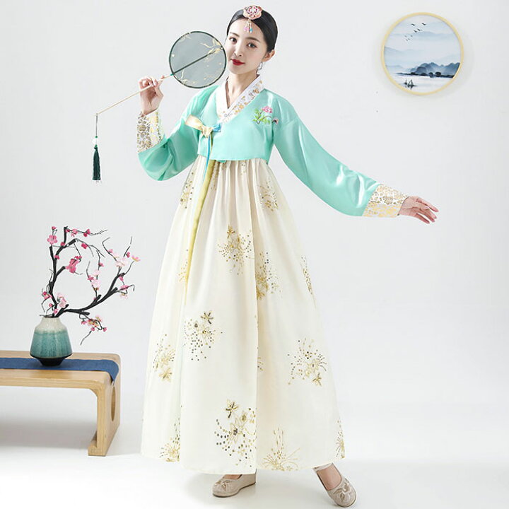 楽天市場】韓国民族衣装 チマチョゴリ 韓服 刺繍 スパンコール 華やか  
