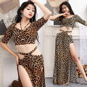 ベリーダンス 衣装 レッスン着 セットアップ 豹柄 ヒョウ柄 総柄 おしゃれ ベリーダンス衣装 発表会 衣装 半袖 チョリ トップス Vネック スリットオーバー レオパード ヒョウ柄 スカート ロング丈 ベリーダンス 衣装セット ベージュ ブラウン グレー