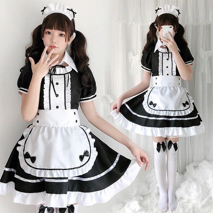 楽天市場 ハロウィン コスプレ メイド服 レディース メイド 仮装 衣装 女性 可愛い ハロウィンコスプレ レディース 大 ハロウィン仮装 コスプレ衣装 正統派メイド ゴスロリ ロリータ エプロン ハロウィン衣装 ブラック ホワイト Zacca Clover