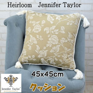 クッション ジェニファーテイラー Heirloom ベージュタッセル カバー取外可 背もたれ 枕 まくら ピロー ジャカード織り おしゃれ ヨーロッパ アンティーク 高級 クラシック エレガント JENNIFER T