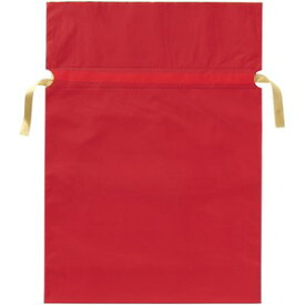 （まとめ）カクケイ 梨地リボン付き巾着袋 赤 L 20枚FK2402【×2セット】[21]
