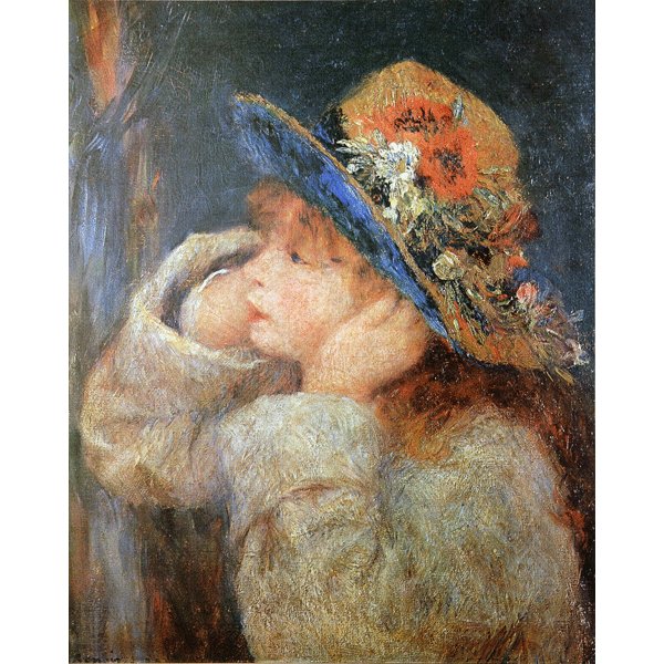 たしろ屋 世界の名画シリーズ、プリハード複製画 ピエール・オーギュスト・ルノアール作 「野の花の帽子をかぶった少女」（額縁付）〔〕 通販 