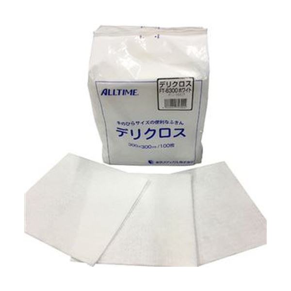 徹底した衛生管理が可能なワンウェイ(使い捨て)タイプの不織布ふきん。 （まとめ）東京メディカル デリクロス 30×30cm ホワイト FT-6300 1パック（100枚）【×20セット】 [21]
