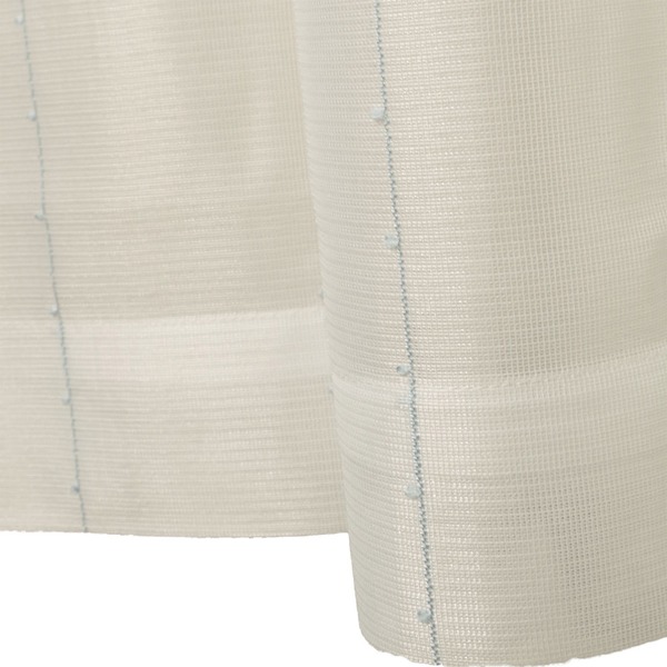 １着でも送料無料 刺繍 レースカーテン かわいい ライン柄 幅200×丈223cm 九装 1枚入 ブルー 激安通販販売 ピコン