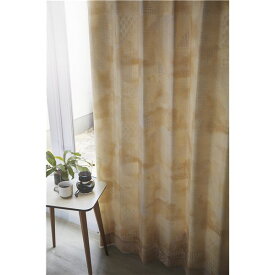 カーテン 【100×135cm イエロー】 タッセル付き 形状記憶加工 ポリエステル100％ サーナヤオッリ セブンピースズ 〔リビング〕【代引不可】[21]