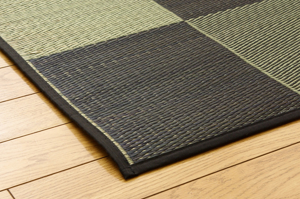 純国産/日本製 い草ラグカーペット グリーン 約191×191cm ：雑貨のお店 