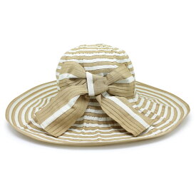 つば広 ハット [メール便可] レディース 帽子 小顔効果 UV対策 春夏 女優帽 ボーダー 折りたたみ HAT 女性用 【セール品】 ボーダーブレードキャペリンハット