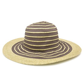 ハット つば広 [メール便可] 帽子 レディース 春夏 折りたたみ コンパクト キャペリン 女優帽 UV対策 HAT 女性用 ボーダー ペーパーMIXグログランつば広ハット