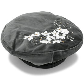 ベレー帽 ベロア [メール便可] 帽子 秋冬 刺繍 花柄 レディース ベロアFlowerベレー帽