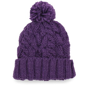 ニット帽 ボンボン [メール便可] レディース 帽子 メンズ 秋冬 スキー スノボ 防寒 ケーブル編 Fluffyボンボンニット帽