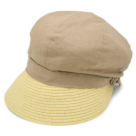 キャスケット 春夏 [メール便可] 帽子 レディース UV対策 サイズ調整 綿麻コンビキャスケット