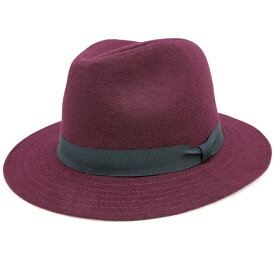 中折れ帽子 つば広 ハット メンズ サイズ調整 秋冬 ウール HAT シンプル つば広ステッチ中折れハット [Zn]