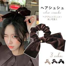 【今だけ10%OFFクーポン!】ベロアリボン ベロアリボンシュシュ ベロア リボン シュシュ ヘアアクセ ヘアアクセサリー リボン ヘアアレンジ ヘア ヘアータイ ベルベット 髪飾り ヘアタイ かわいい レディース ヘアタイレディース モードカジュアル おしゃれ エレガント